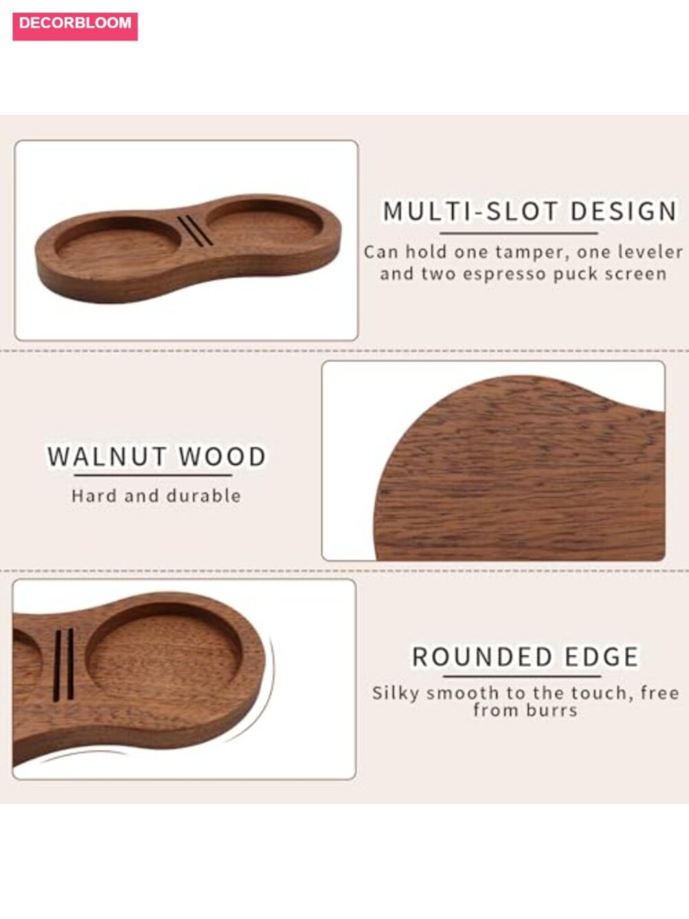 Espresso Tamping Station Wood Coffee Tamper Holder Organizer - Picture 3 of 6